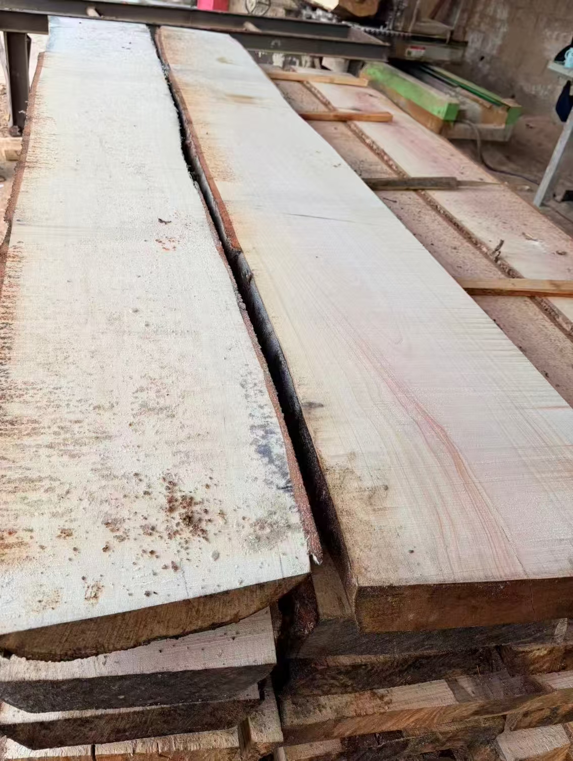 Lumber boards prepared in a workshop